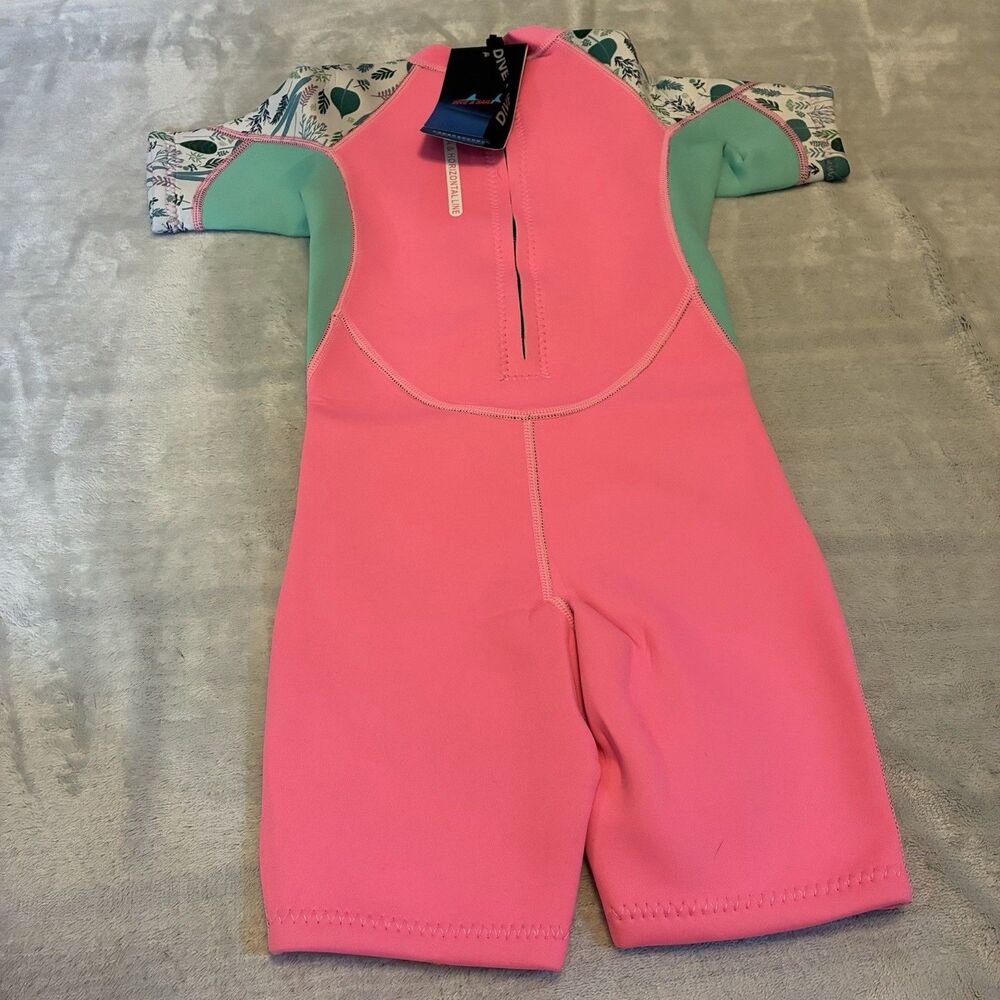 Dive and Sail Toddler Wet Suit Neoprene Pink and Teal Floral Size Large